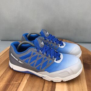 Reebok Speed TR Comp Toe Work Shoes Womens 7.5 Wide Blue Gray‎ Mesh Safety